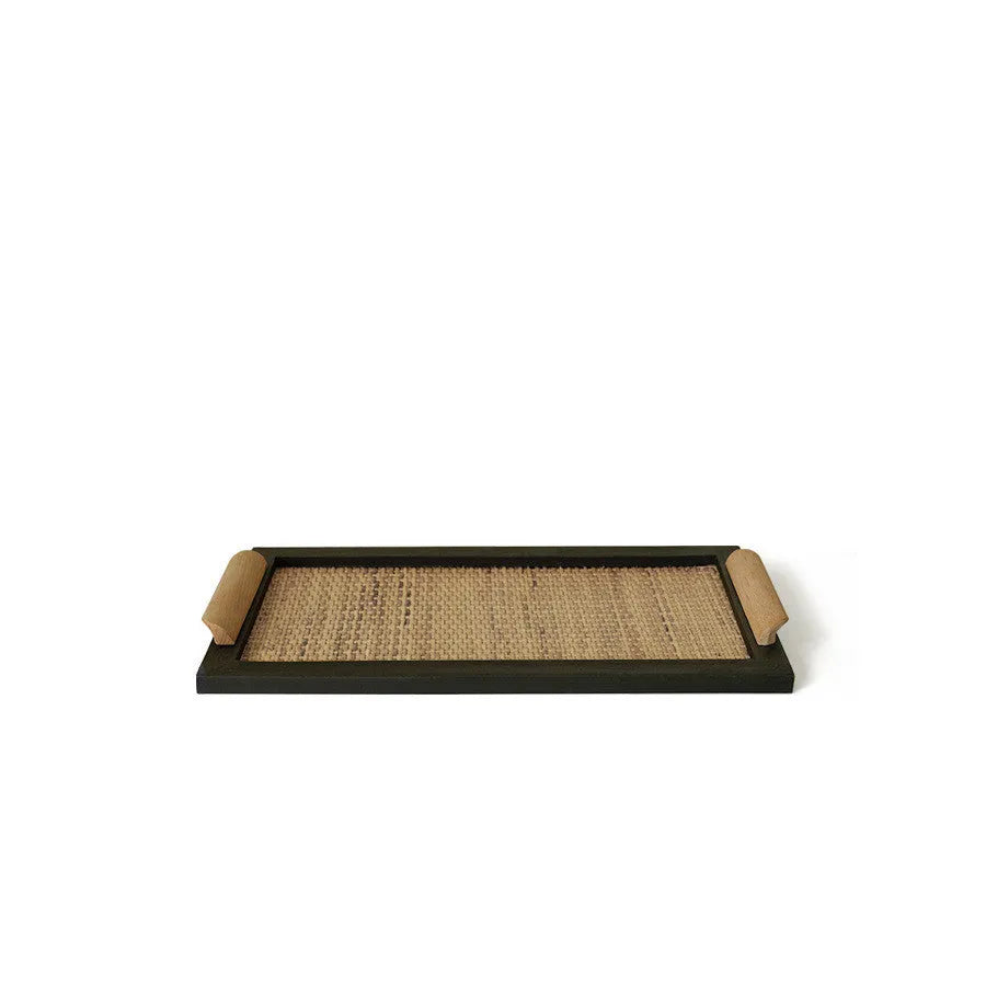 Pine wood dining tray with multiple compartments for organising items in living room or tea room