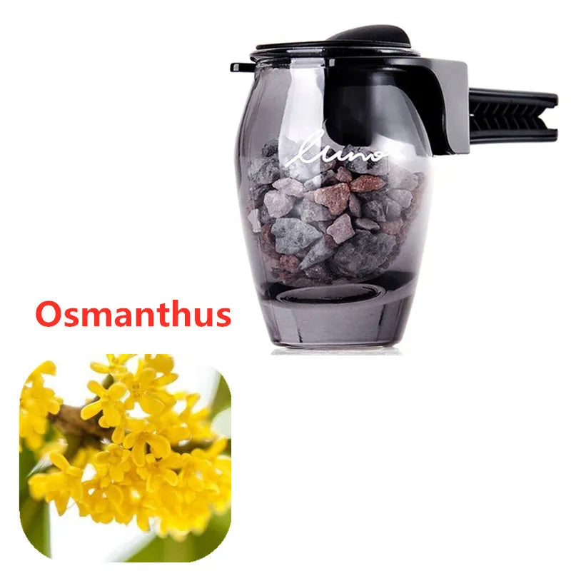 Car air outlet aromatherapy solid type glass bottle with zeolite fragrance floral scent for vehicle vent
