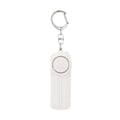 Compact pink personal safety alarm with keyring, shown at 86mm long.