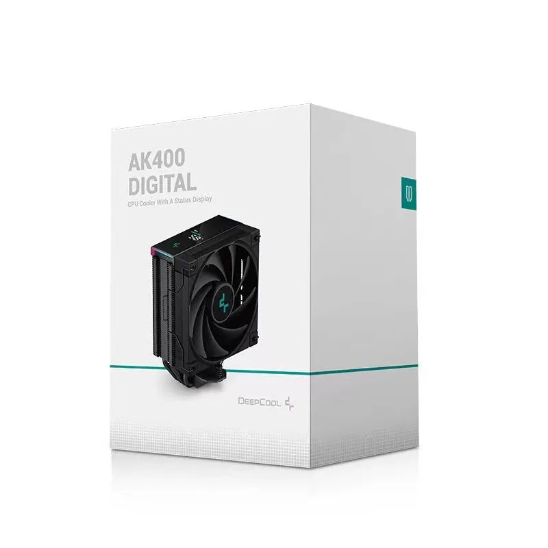 Twin tower CPU air cooler heat sink with copper-aluminium composite construction and digital display