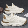 Men's breathable mesh shoes in white or black with round toe and PU construction