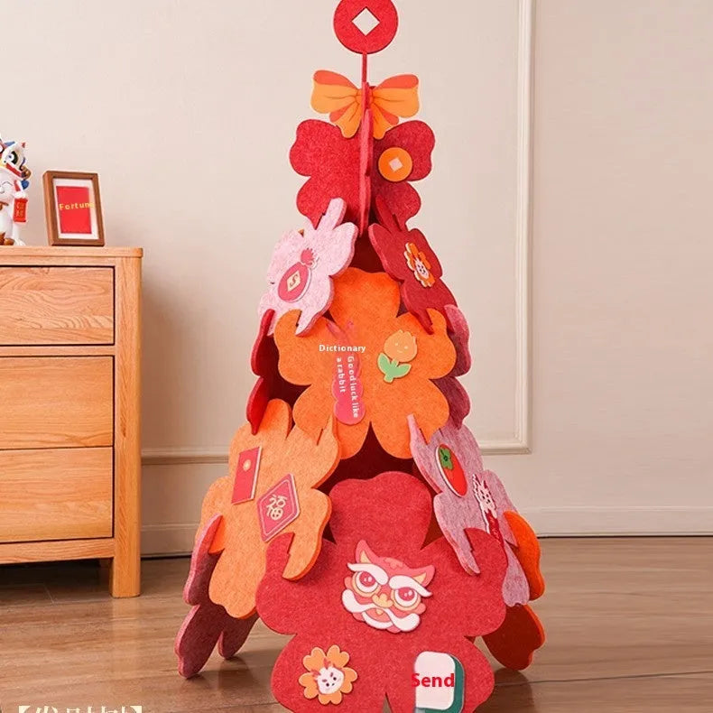 Felt Happy Tree ornament in modern art carved style for wedding ceremony decoration