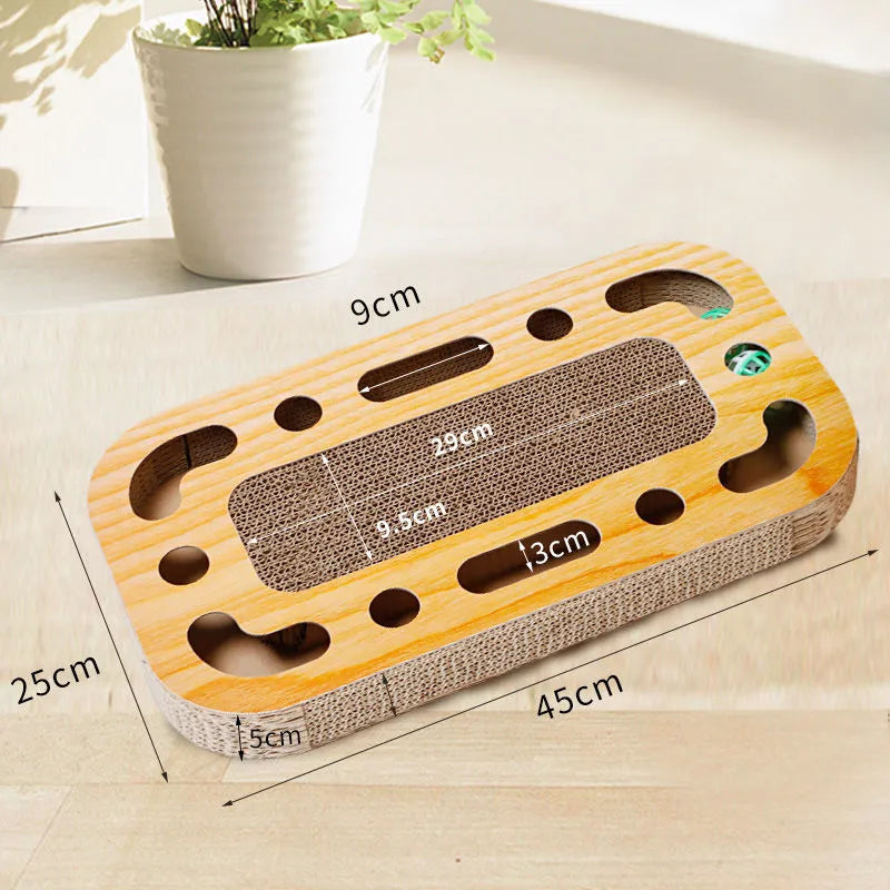 Corrugated paper cat scratching board in multiple shapes with included play ball