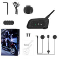 V6 Pro motorcycle helmet Bluetooth intercom unit with headphones and mounting accessories