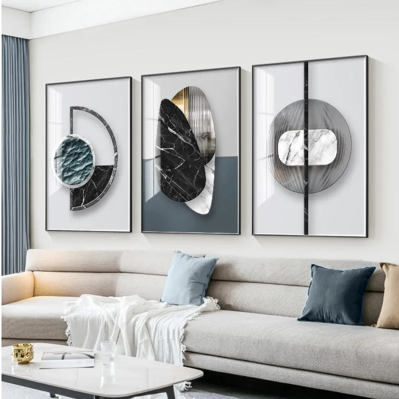 Abstract geometric pattern printed on a canvas wall art poster in a modern style.