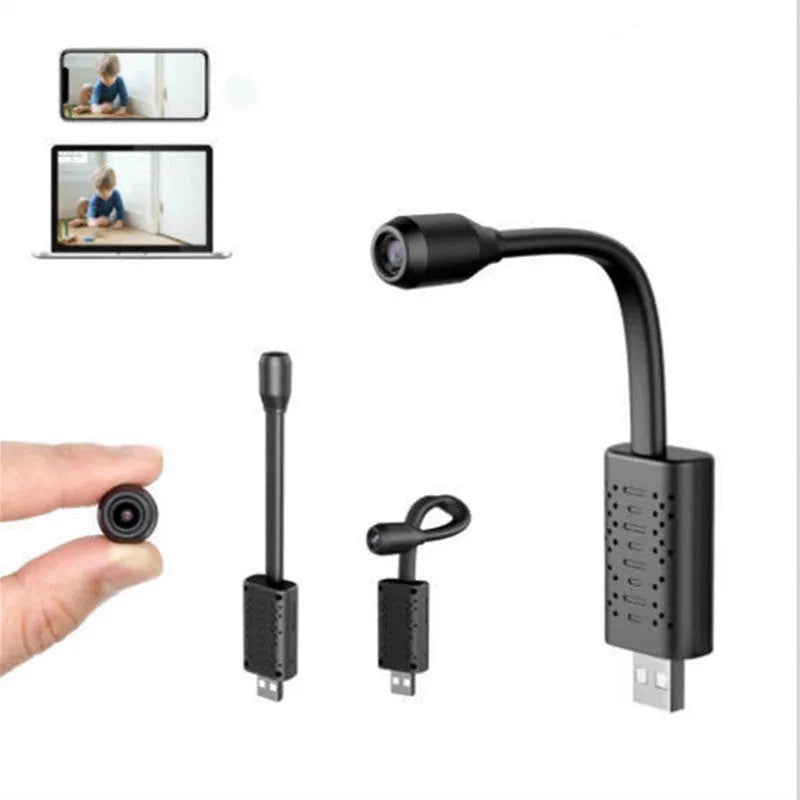 V380 wireless USB HD camera in black, showing compact rectangular design.