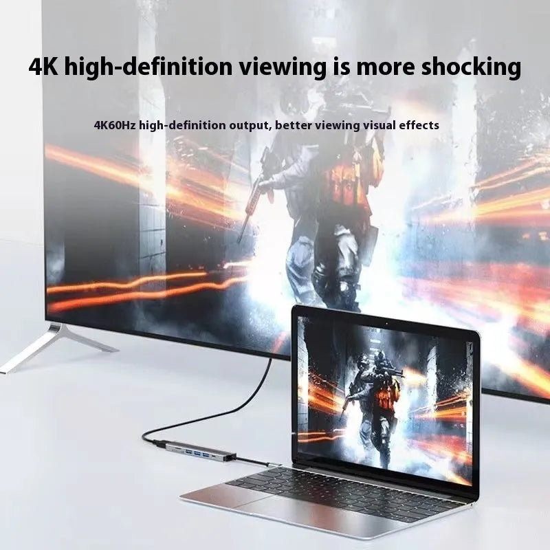 USB-C 7-in-1 expansion dock with HDMI port and USB 3.0 connectors on 15cm cable
