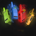 TIENGU Wireless Handheld Radio Intercom in black, showing LED flashlight and back clip on solid background