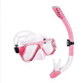 Anti-fog diving mask with PC frame and silicone strap in black, blue, pink or yellow, shown with a test tube.