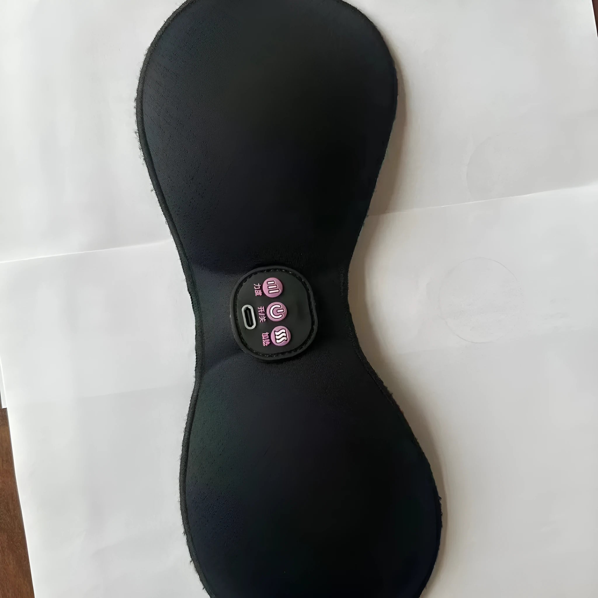 Black electric massage chest paste stickers with three-key English control liner for vibration massage.
