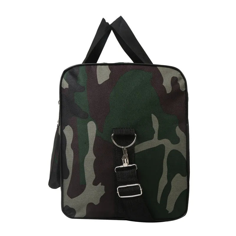 Camouflage waterproof fabric luggage bag with under 20L capacity and striped polyester lining
