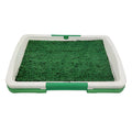 Green synthetic grass turf pet toilet with three-layer design for indoor puppy potty training
