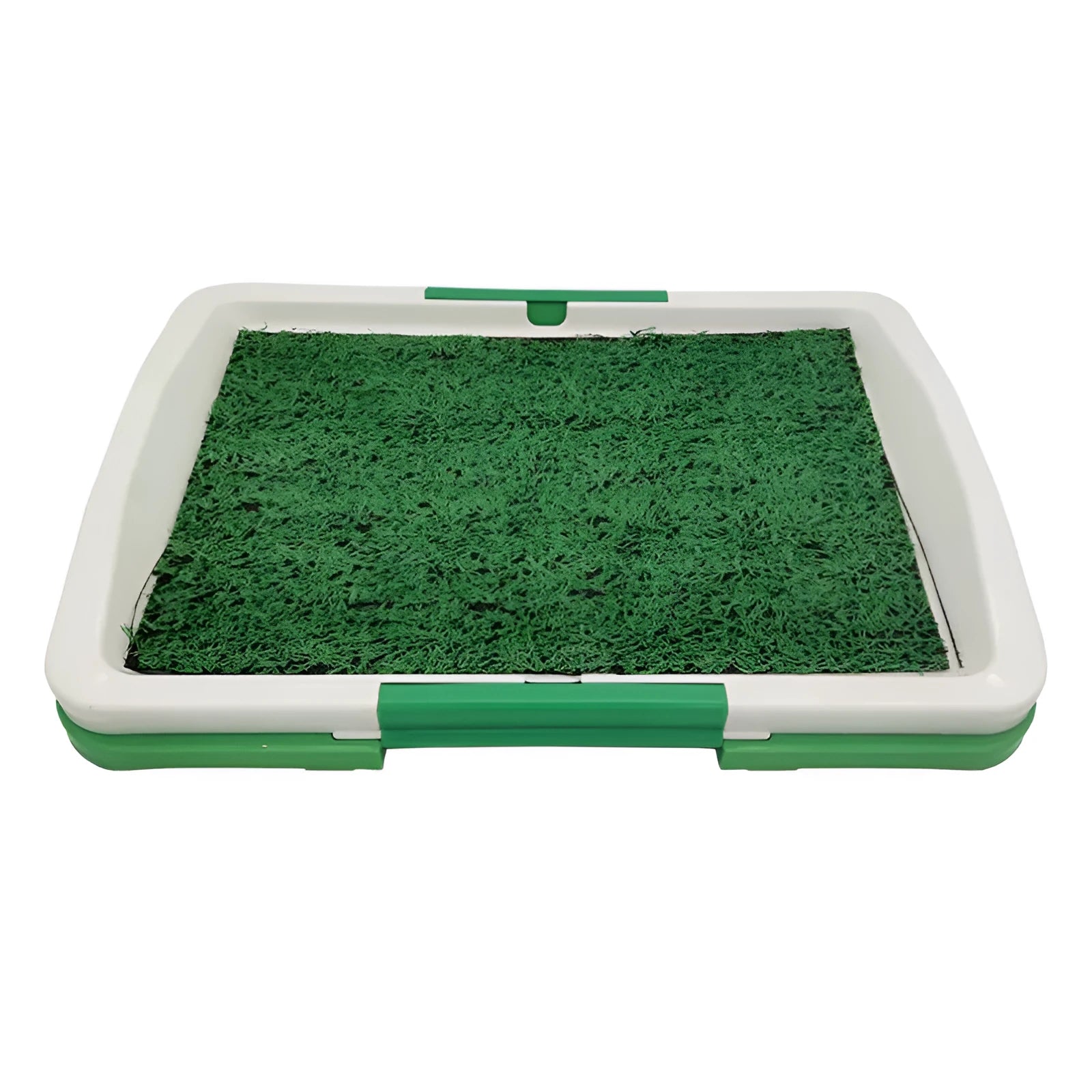 Green synthetic grass turf pet toilet with three-layer design for indoor puppy potty training