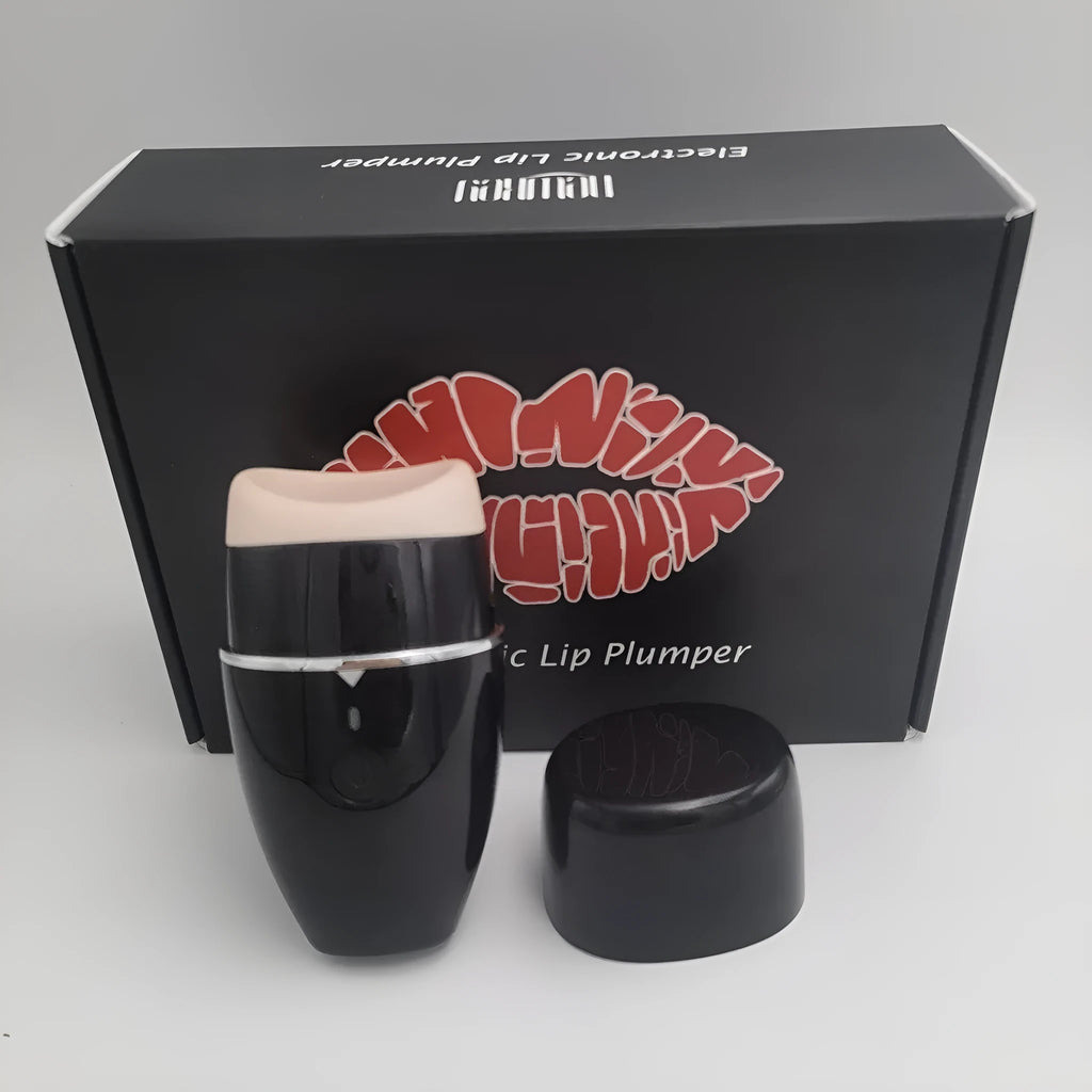 Black electric silicone lip plumper device with USB charging cable