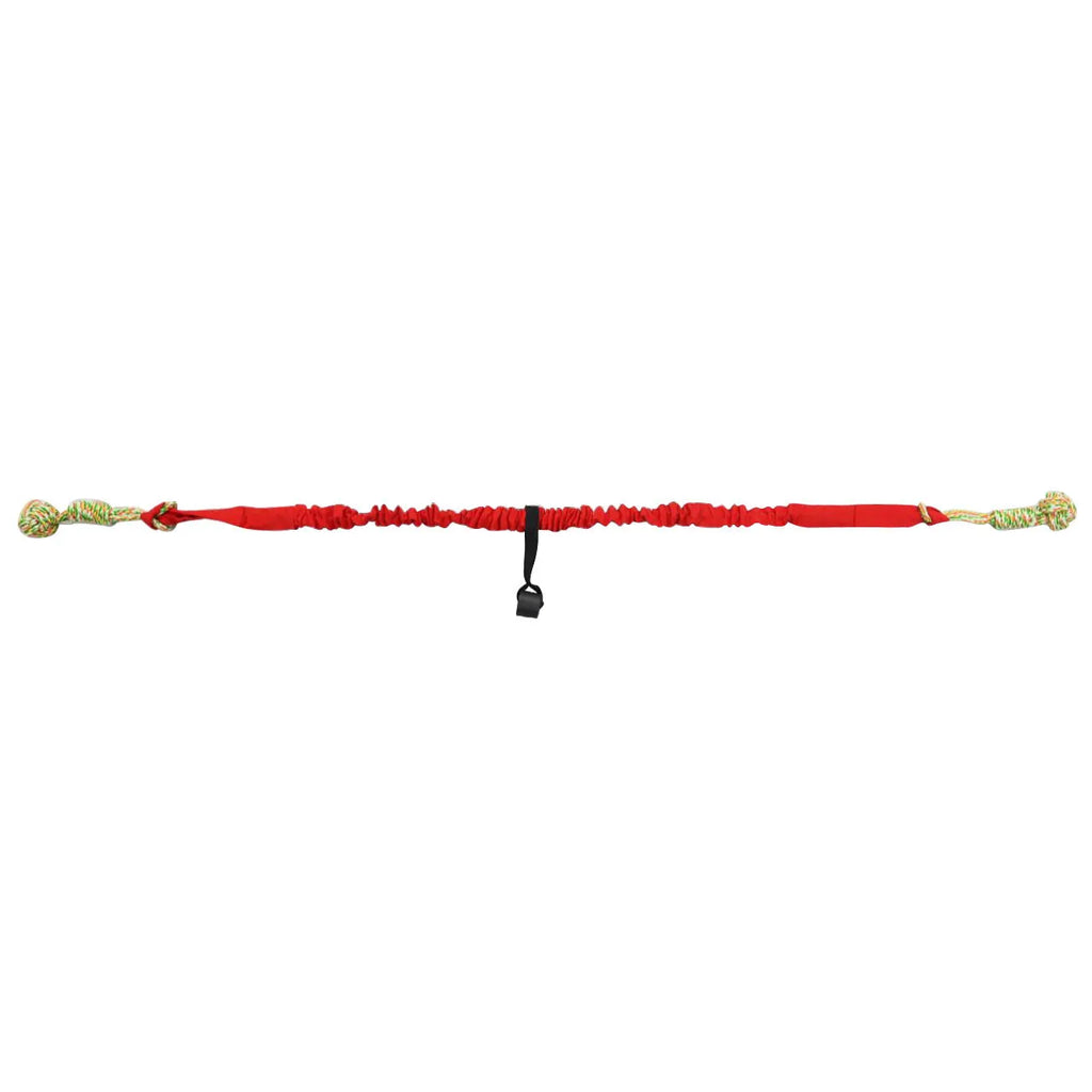 Braided cotton dog tug of war rope toy in black colour with handle sections