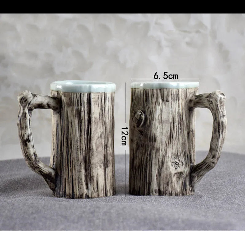 Hot Bark Mug creative irregular shaped porcelain ceramic cup 300ml on table