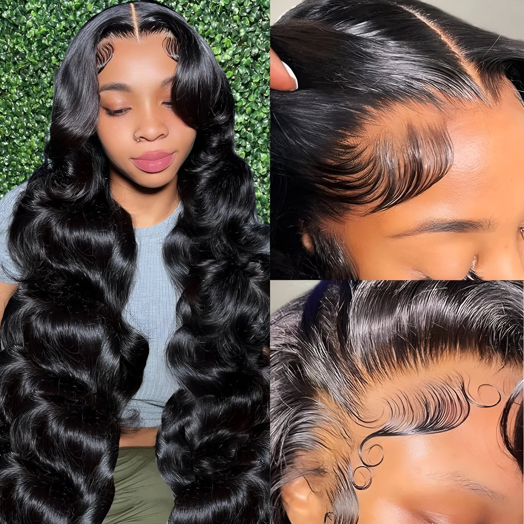 Black synthetic wig with medium-long curly waves, 22 inches length, full head coverage