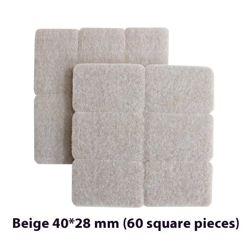 Beige plastic furniture protection pads in round and square shapes showing five different size options