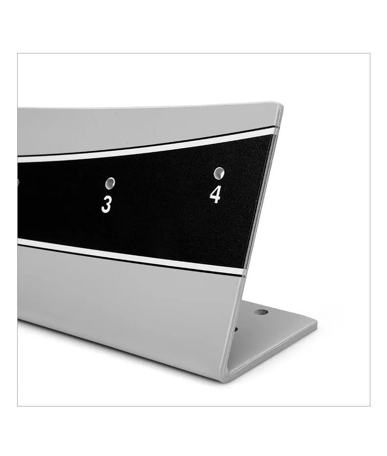 Adjustable golf putter trajectory balance simulator with PVC construction.