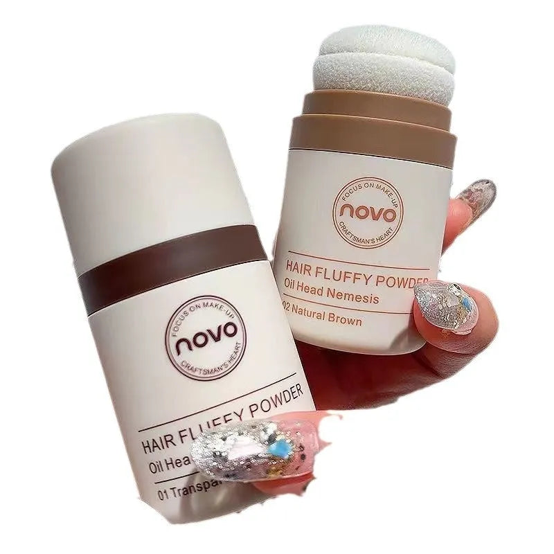 Veejaga translucent oil control powder container showing natural colour face and hairline powder