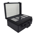 Black aluminium alloy three-slot magnetic card storage box with handle for PSA BGS graded trading cards