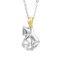 925 sterling silver clavicle chain necklace with a cat charm pendant