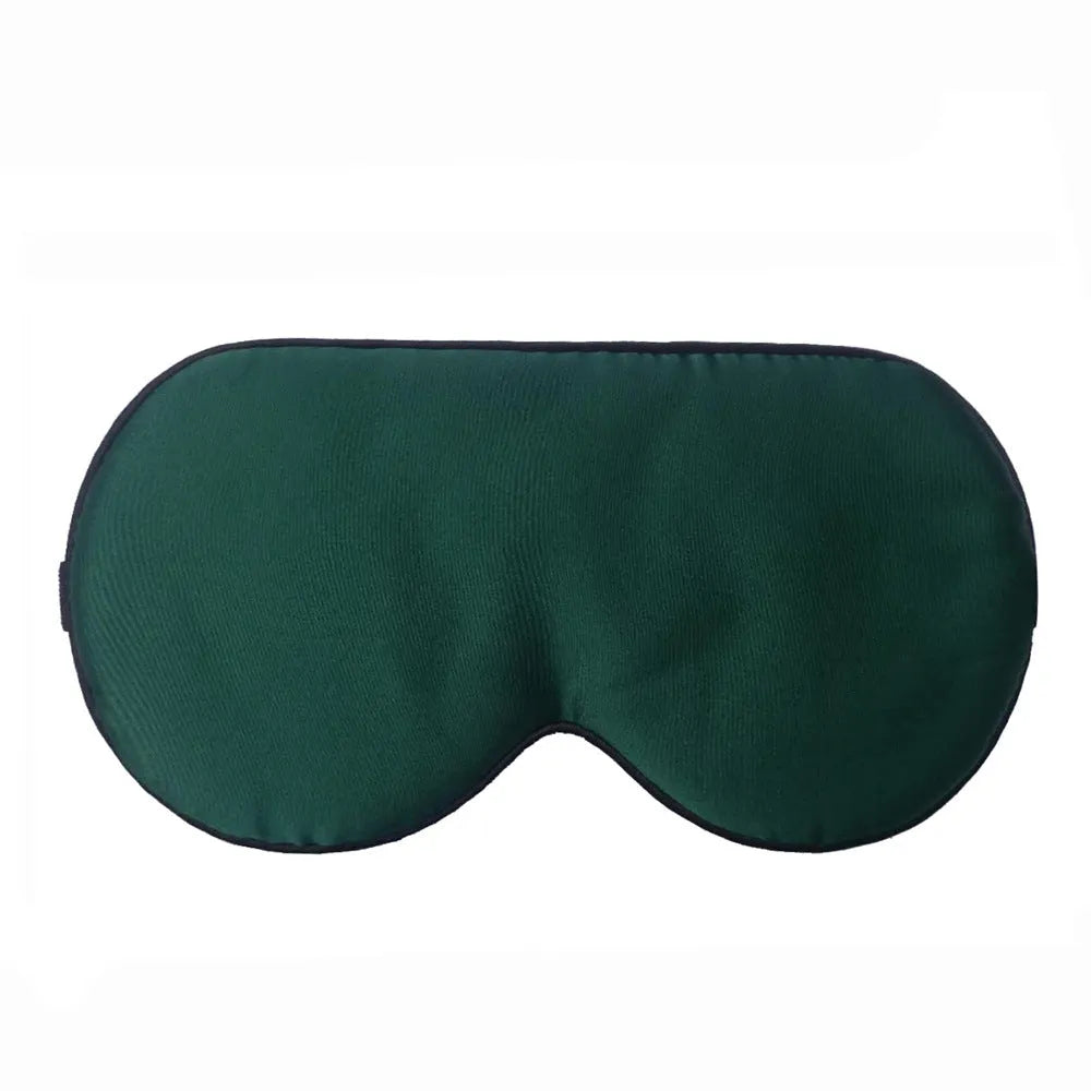 Double-sided mulberry silk eye mask in champagne colour with embroidered print.