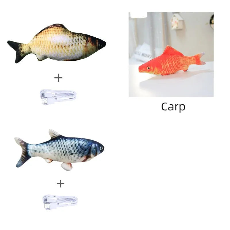 30cm long multicolour electric jumping fish simulation cat toy with USB cable