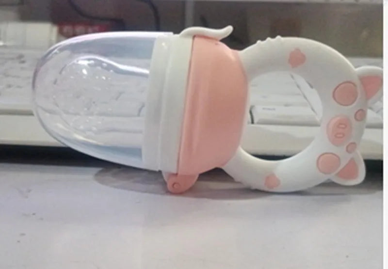 Silicone baby teether in blue, green or pink with single or triple mouthpiece designs for infant gum relief