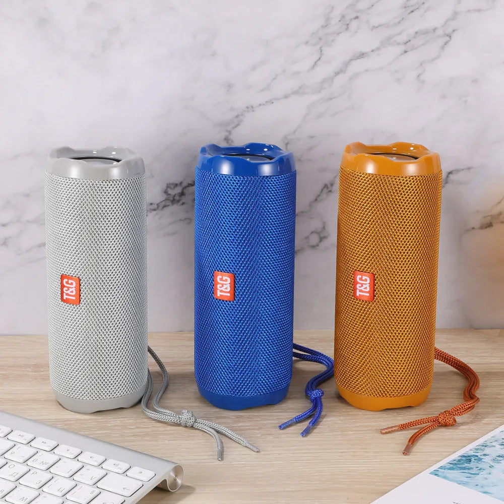 Portable Bluetooth speaker with fabric card holder compartment in multiple colour options