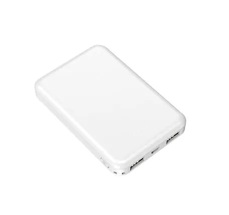 Compact black or white power bank for electric heating vests, showing 97mm x 64mm dimensions