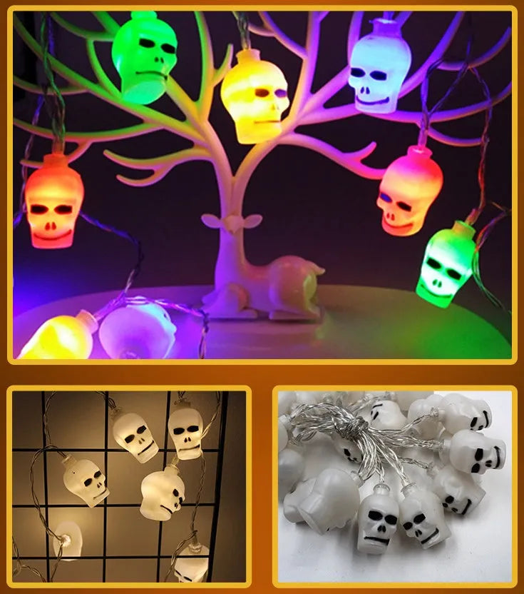 Halloween LED string lights with pumpkin, ghost and bat figurines on 1.2 metre waterproof battery-powered string