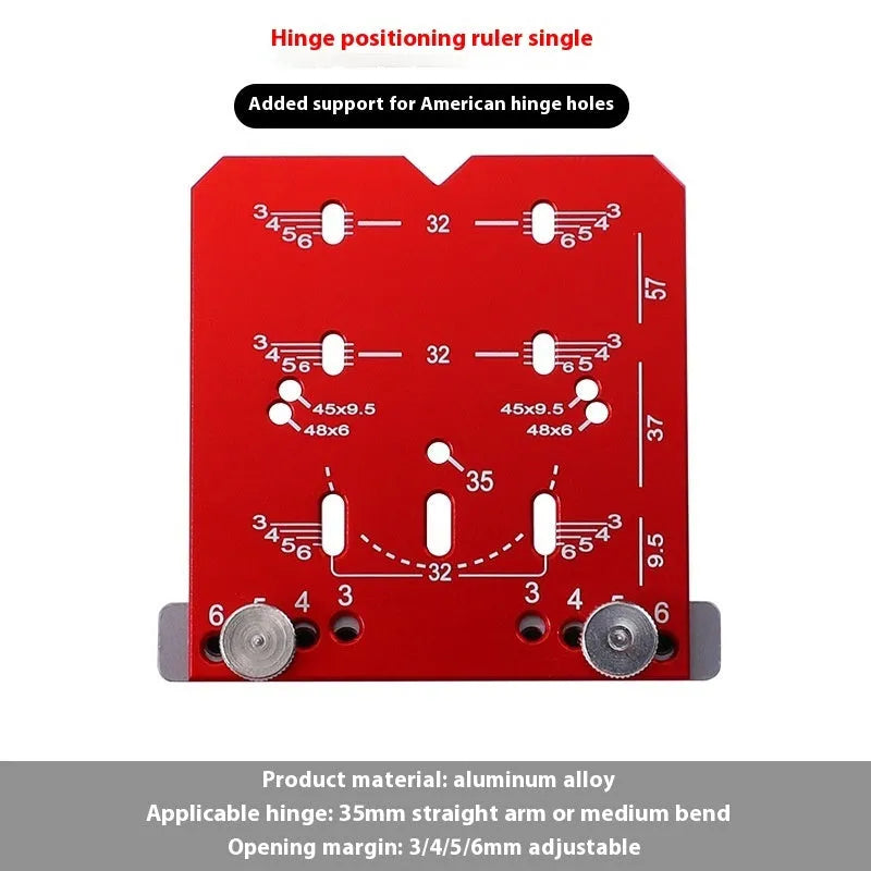 35mm hinge punch locator rule with adjustable margin settings and integrated hard alloy tapper blade.