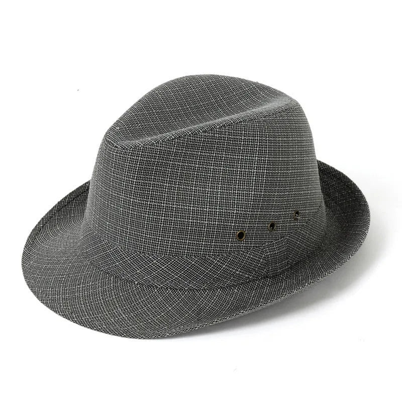 A thickened suit material fedora hat for men shown in Bervis black, with a 60mm brim.