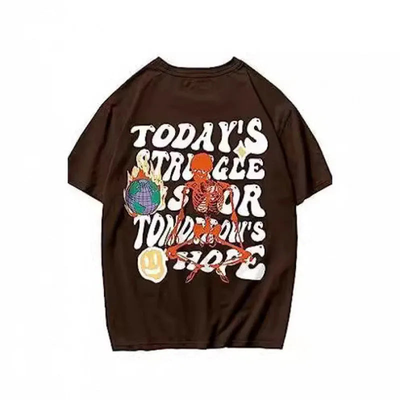 Men's printed street short-sleeved sports T-shirt in polyester with digital pattern design