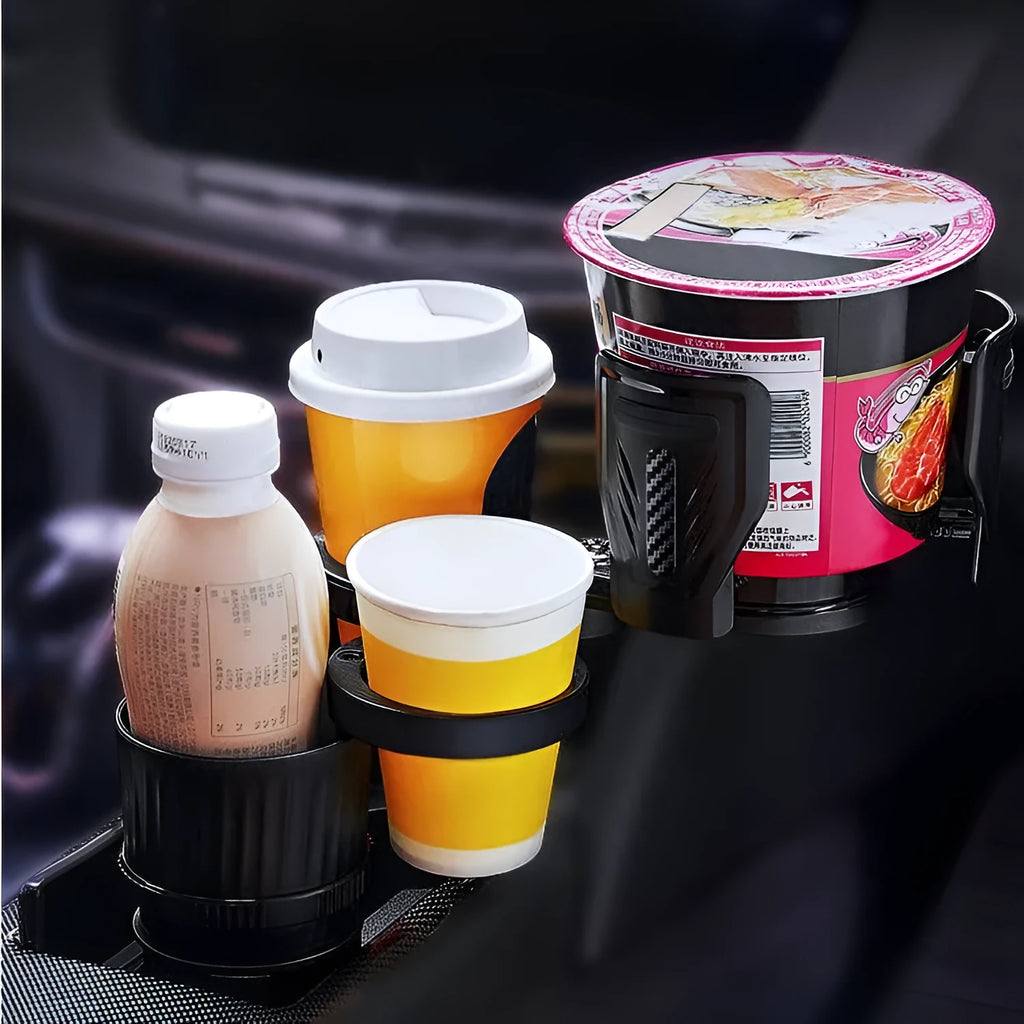 One Point Four car water cup holder with retractable base in carbon fibre black