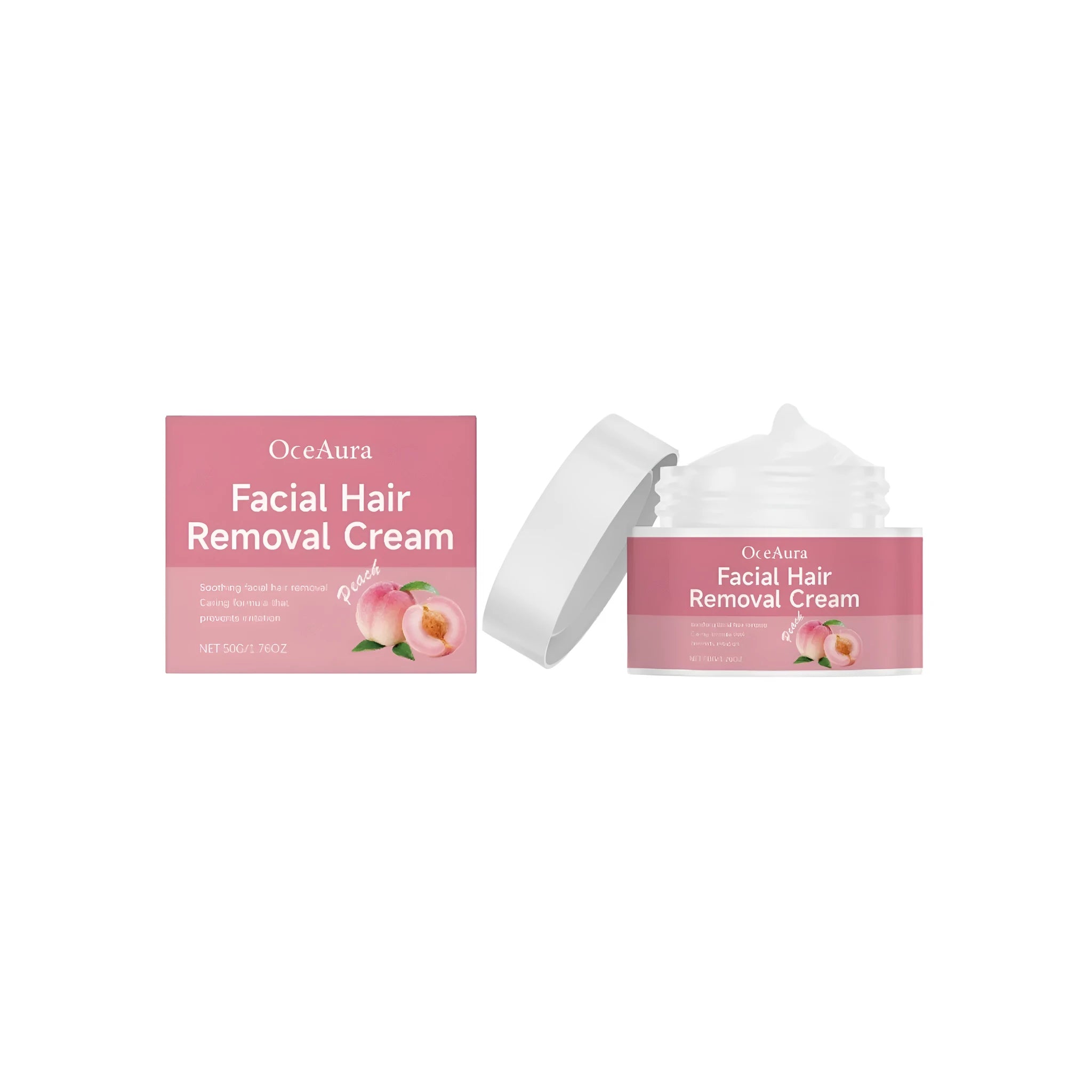 Facial mild depilatory cream 50g tube with peach and witch hazel extract for gentle hair removal