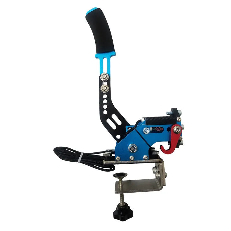 USB sim racing handbrake with adjustable clamp mount for Logitech and Thrustmaster racing wheels
