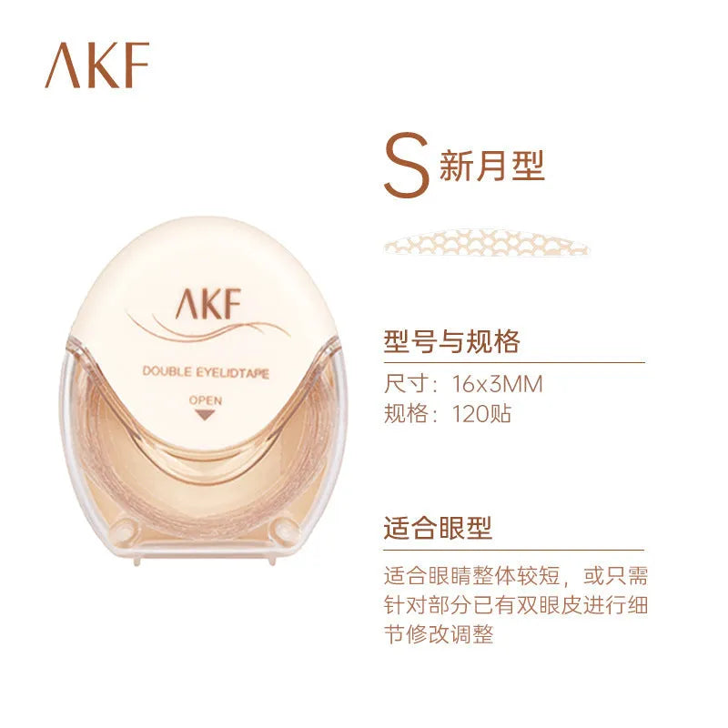 Roll of invisible lace double eyelid stickers in Crescent and Olive shapes, 120 patches.