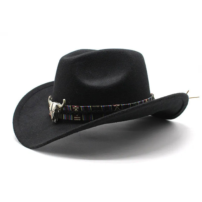 Western cowboy hat with bell crown style in polyester fabric, M size 56-58cm