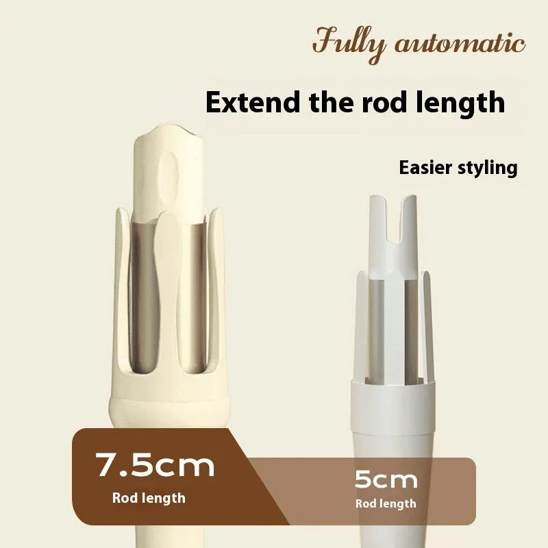 White automatic hair curler with 32mm barrel and AC power plug