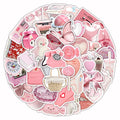 3D decorative stickers with pink girl heart designs in two pattern styles for craft projects