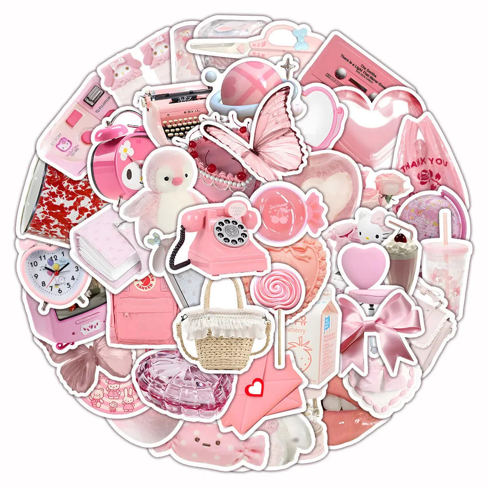 3D decorative stickers with pink girl heart designs in two pattern styles for craft projects