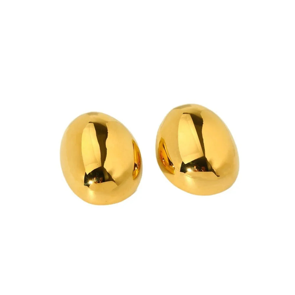 Geometric 18K gold-plated ear studs for women with a glazed surface, colour DFE139.