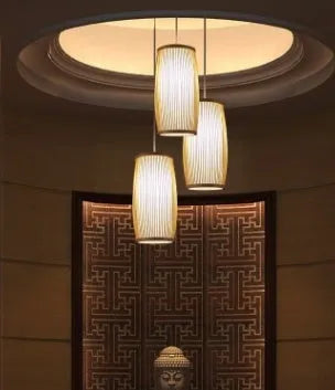 Natural bamboo plait decoration lamp with E27 holder for hallway and staircase lighting