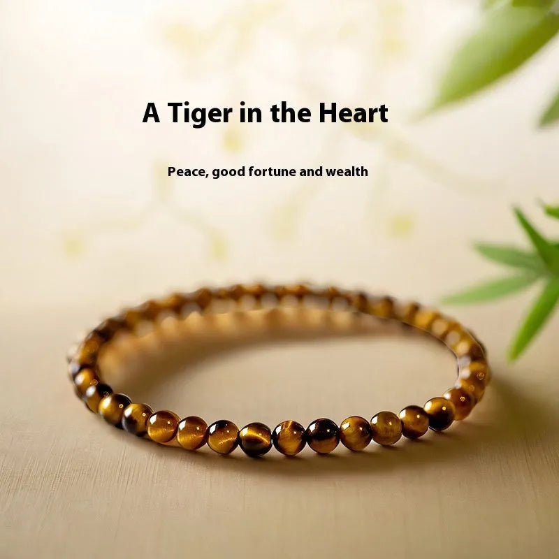 Tigereye stone bracelet in new Chinese style with geometric design and round elements