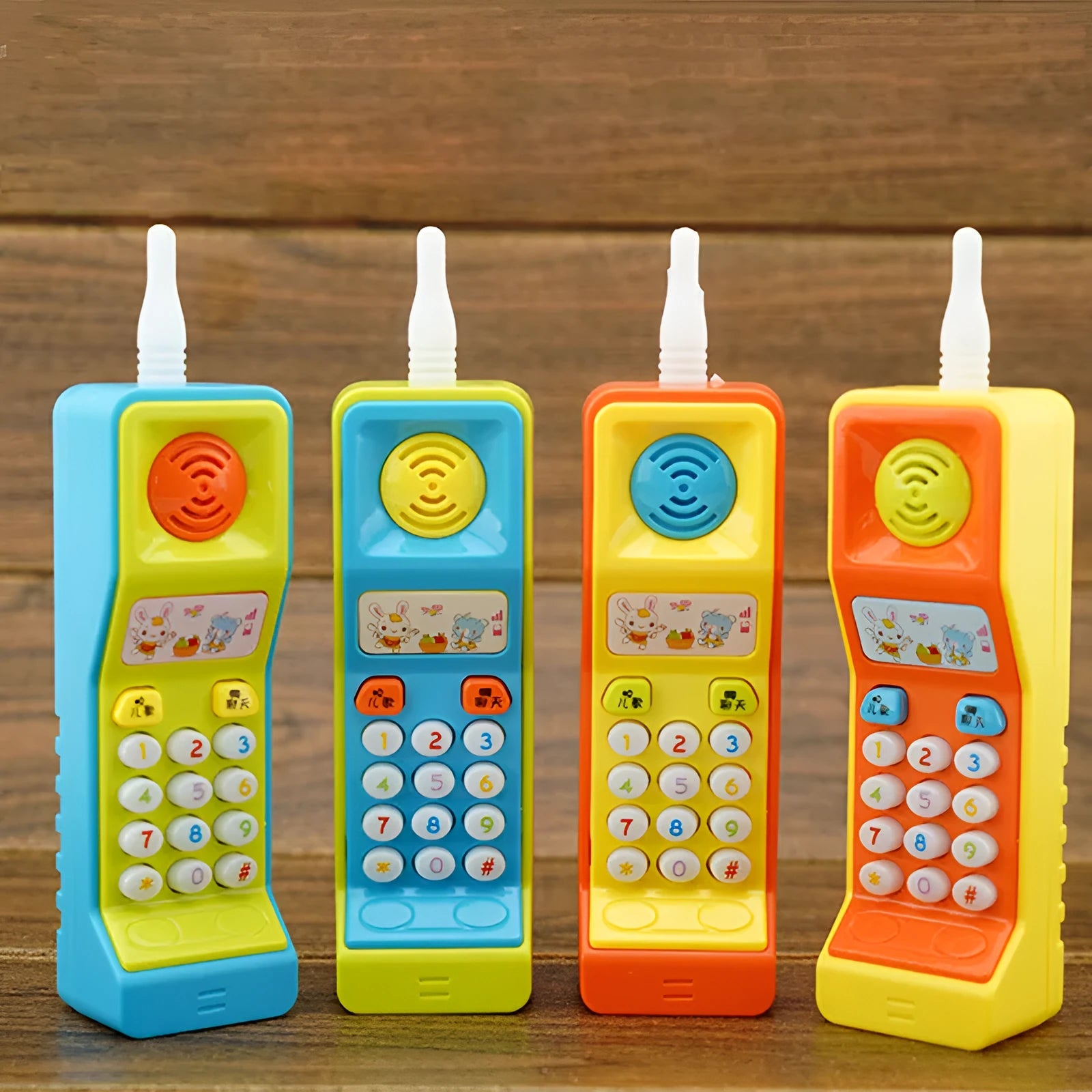 Children's educational toy with sound, light, and music features showing cartoon animal theme for 3-year-olds