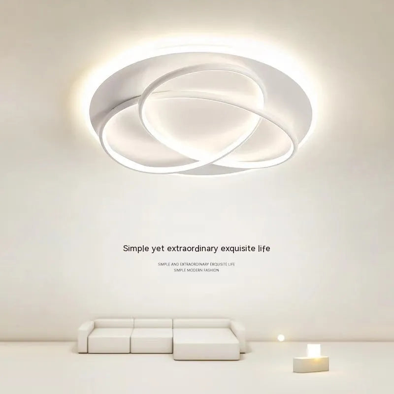 Clover LED ceiling lamp 61W 50cm black finish with warm white light in a modern living room