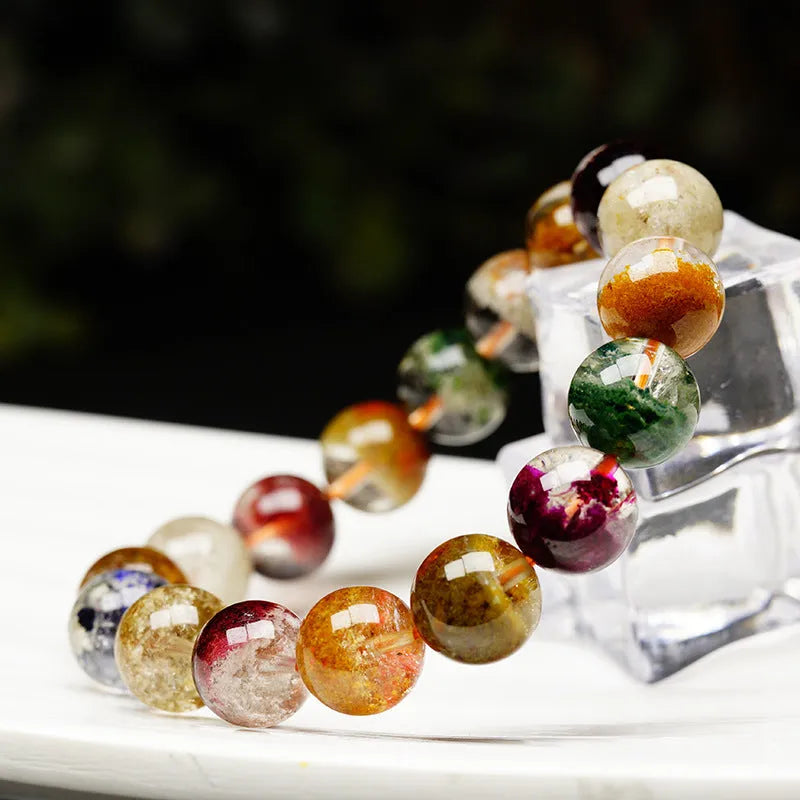 Crystal ball bracelet with colourful ghost cornucopia design and 10mm beads