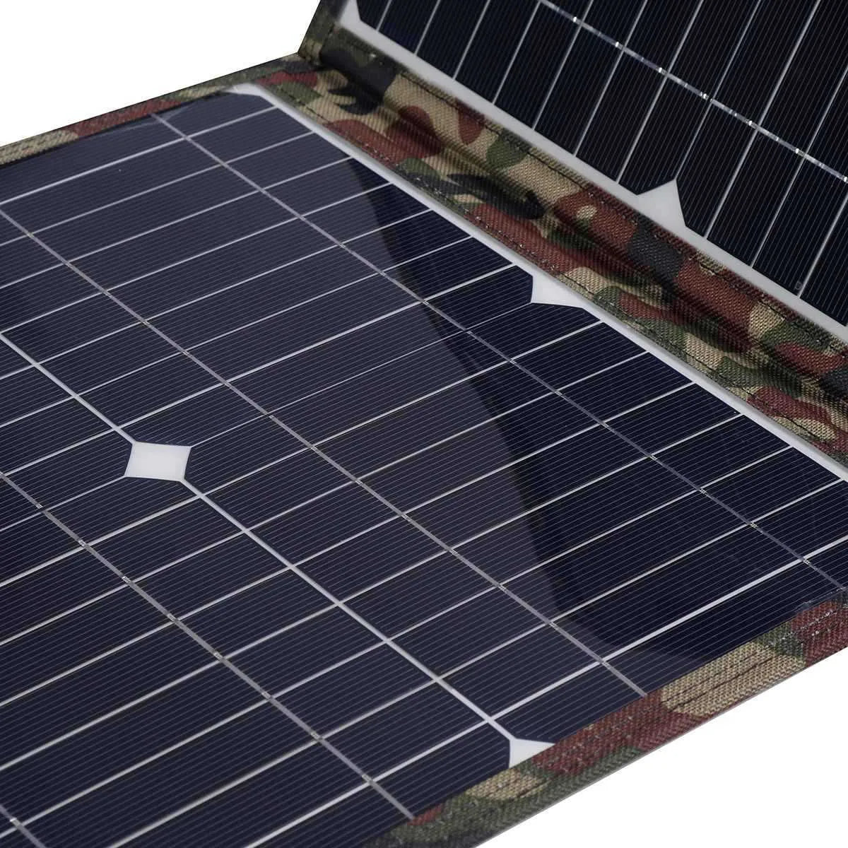 Black foldable 36W portable solar panel with monocrystalline cells for outdoor use